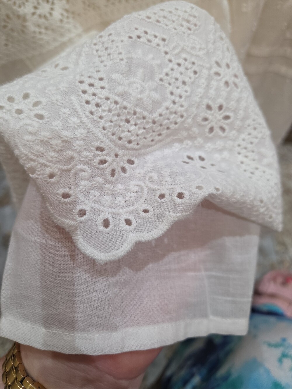 Nwt M & 1X & 2X Jennifer & Grace Women's OffWhite Eyelet Tiered Maxi SkirtB3 - Picture 7 of 17